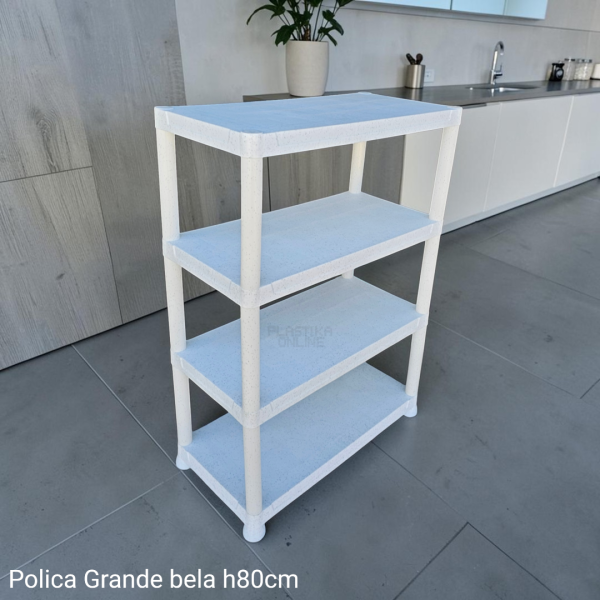 Plastična polica za kupatilo Grande h80cm bele boje