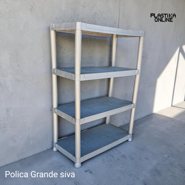 Plasticna polica za kupatilo Grande h80cm sive boje