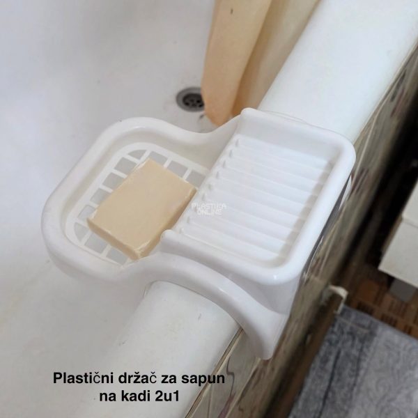 Plastični držač za sapun na kadi 2u1