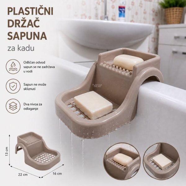 Plastični držač za sapun na kadi 2u1