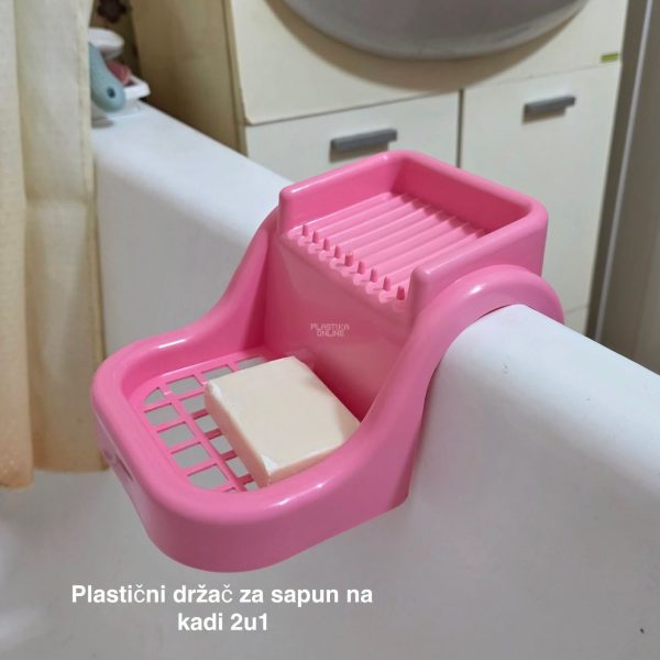 Plastični držač za sapun na kadi 2u1