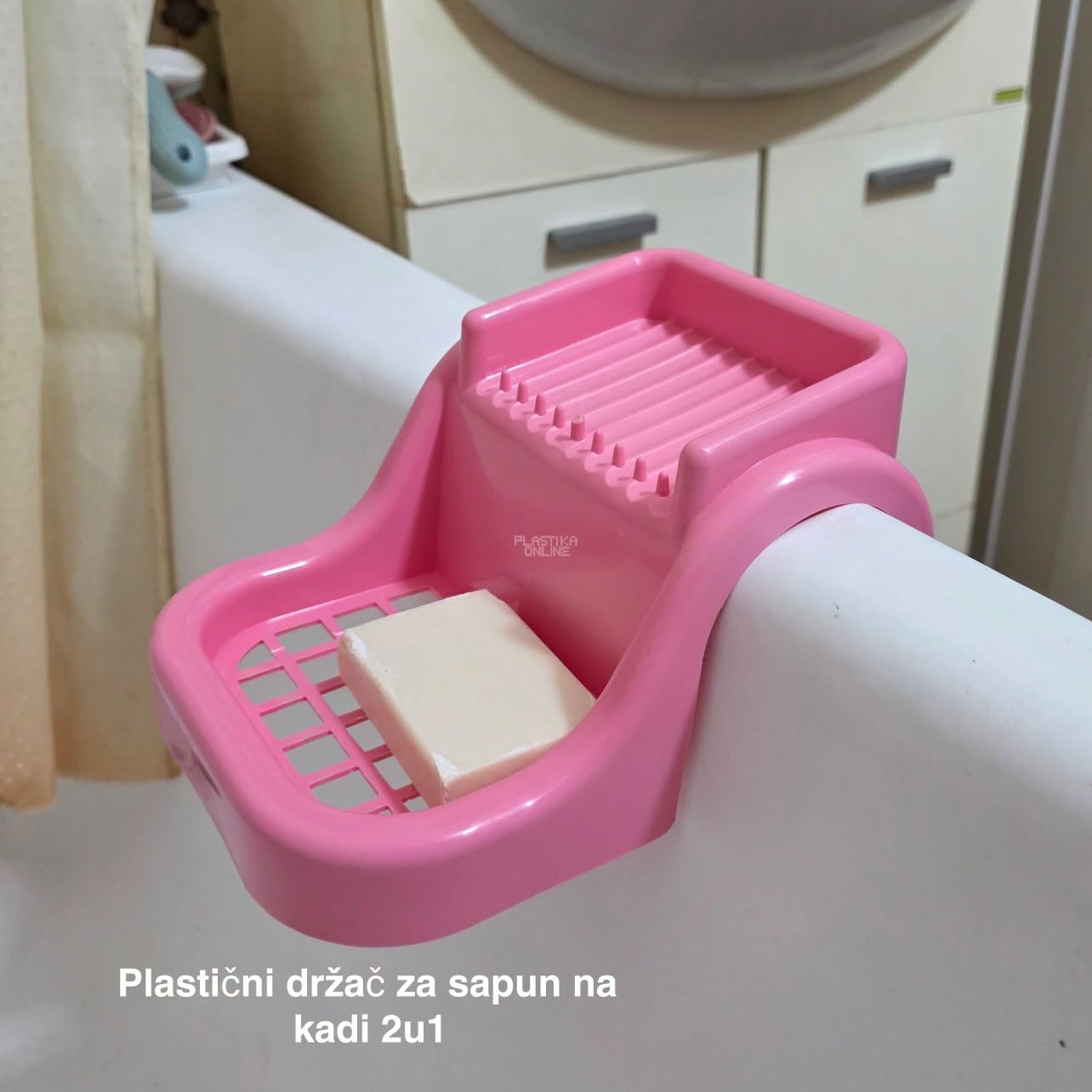 Plastični držač za sapun na kadi 2u1