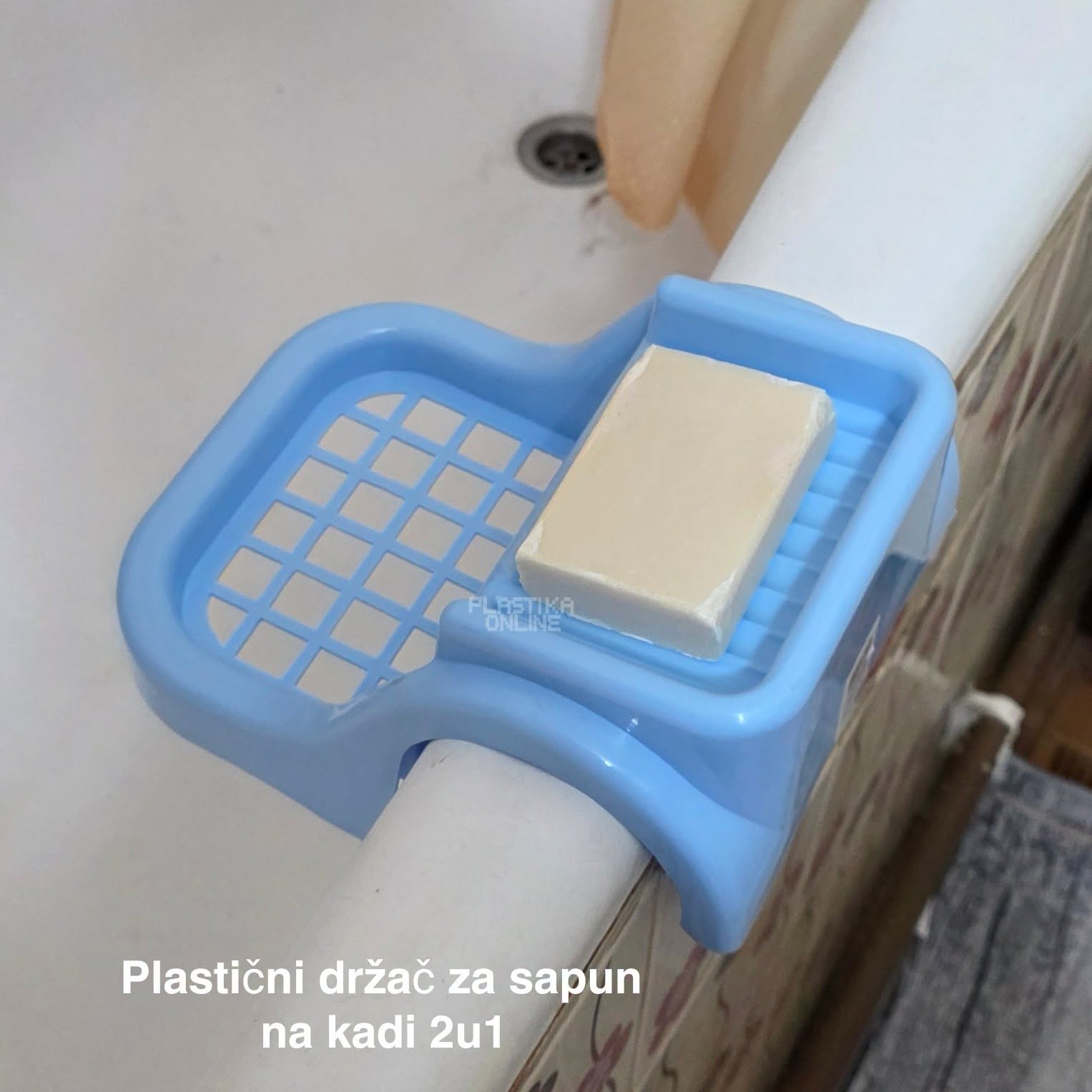 Plastični držač za sapun na kadi 2u1