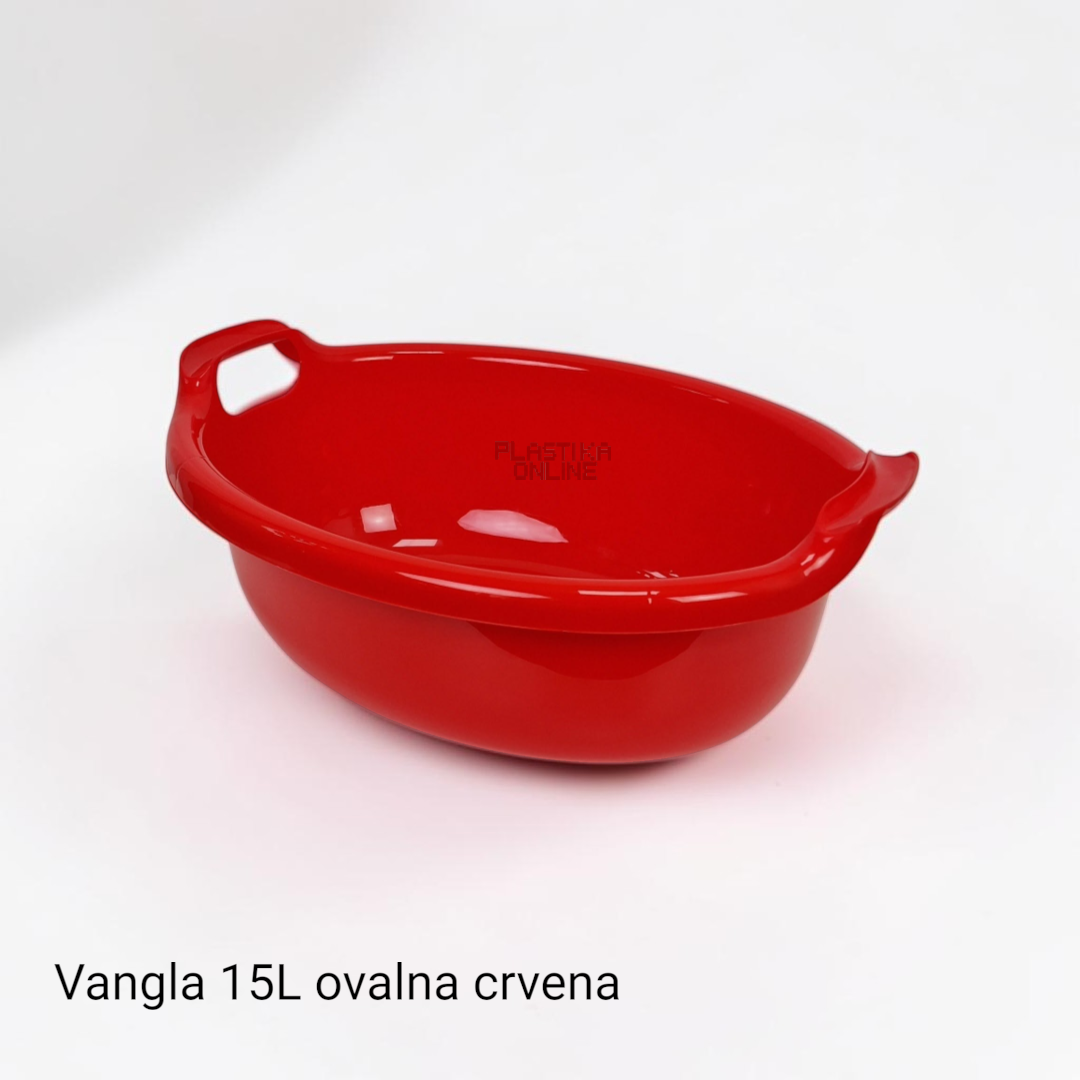 Plastična vangla ovalna 15L sa ručkama crvene boje