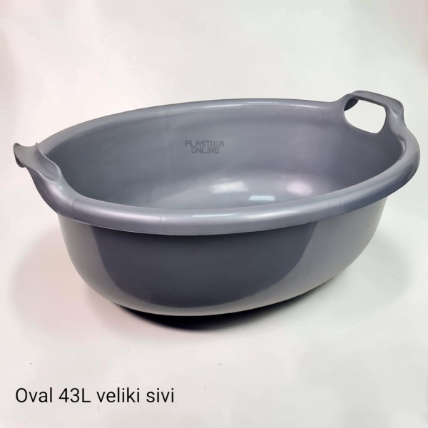 Plastična vangla 42L (veliki oval) sa ručkama sive boje