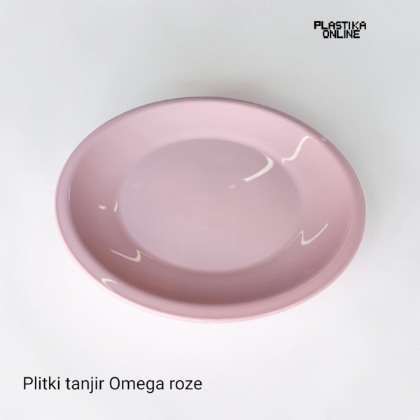 plastični plitki tanjir omega roze boja prečnika 23,5cm