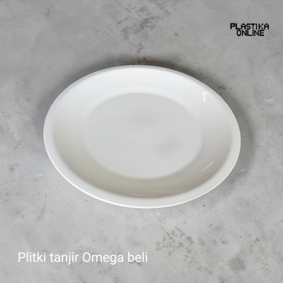 Plastični plitki tanjir Omega prečnika 23,5cm bele boje