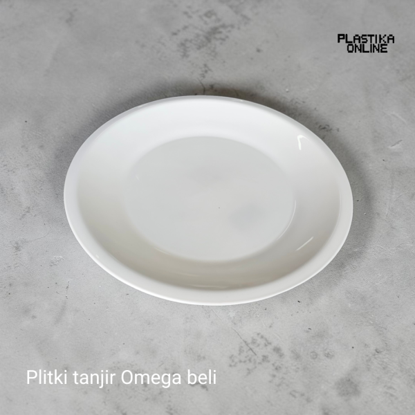 Plastični plitki tanjir Omega prečnika 23,5cm bele boje