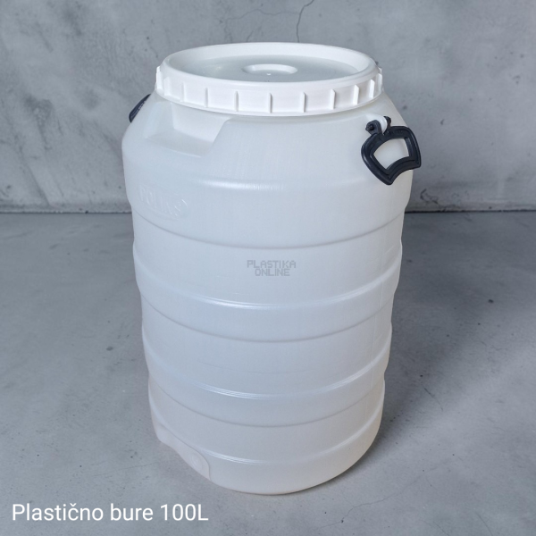 Plastično bure 100L sa poklopcem i ručkama Polins visine 69cm i prečnika 28cm