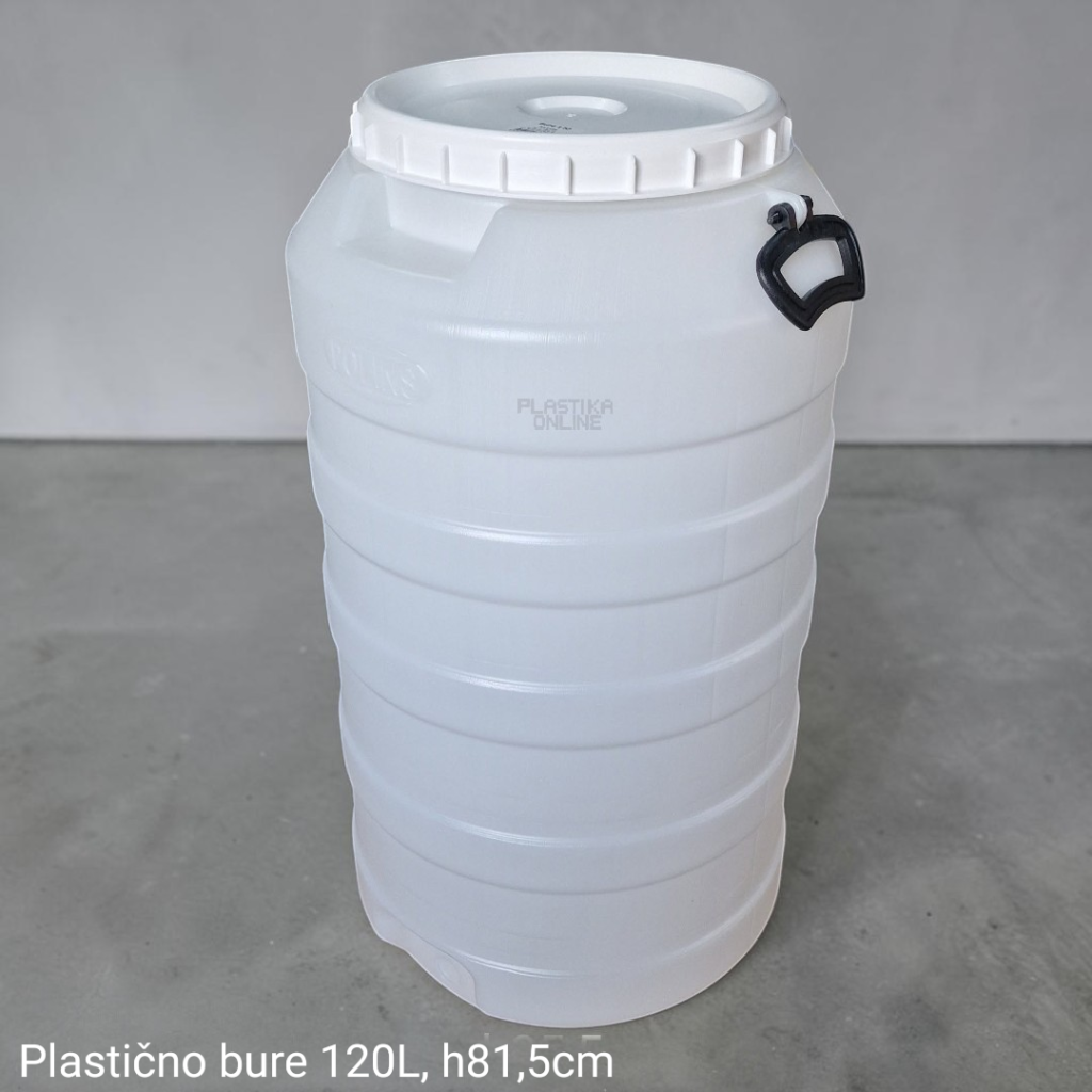 Plastično bure 120L zapremine visine 81,5cm sa poklopcem i ručkama