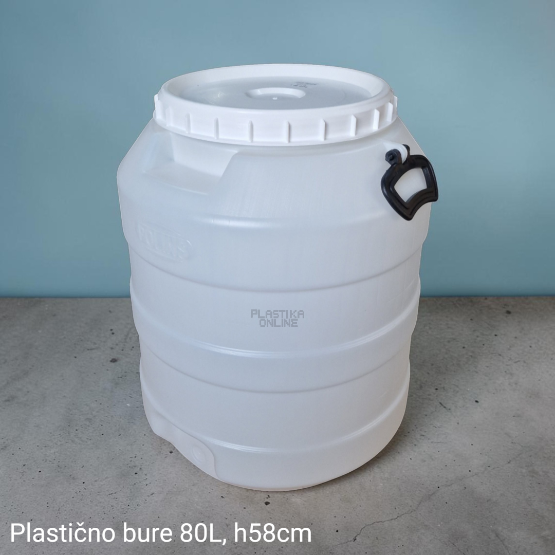 Plastično bure 100L zapremine visine 58cm sa poklopcem i ručkama