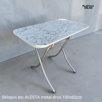 Sklopivi sto ALESTA metal i drvo 100x60cm