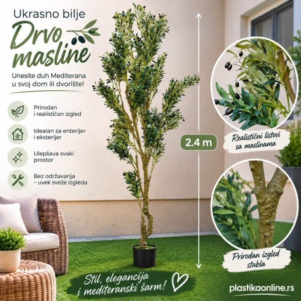 Ukrasno drvo masline 2.4m , veštačko bilje, veštacko cveće, dekorativno bilje