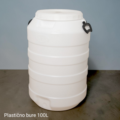 Plastično bure 100l zapremine sa poklopcem i ruckama Polins
