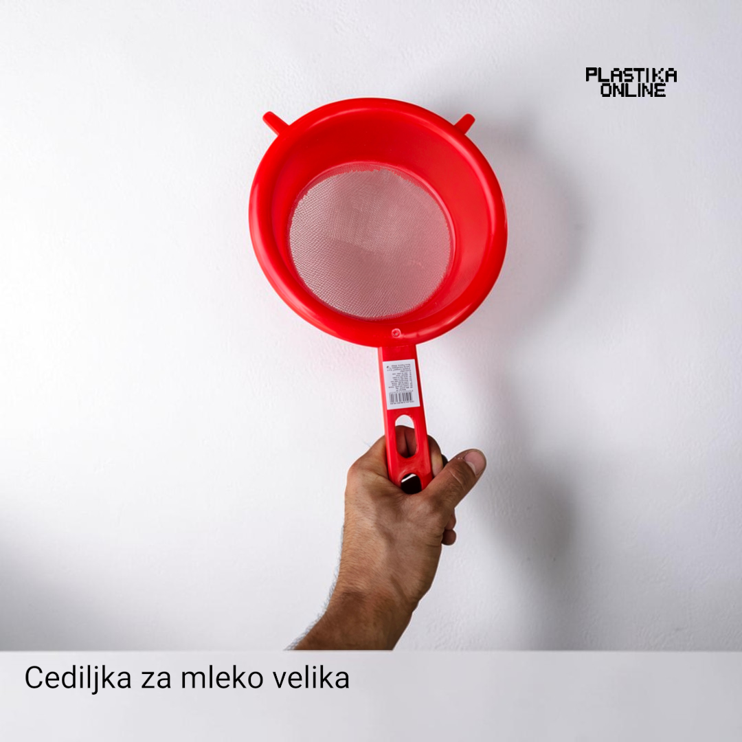 Plastična cediljka za mleko velika 34cm dužine crvena