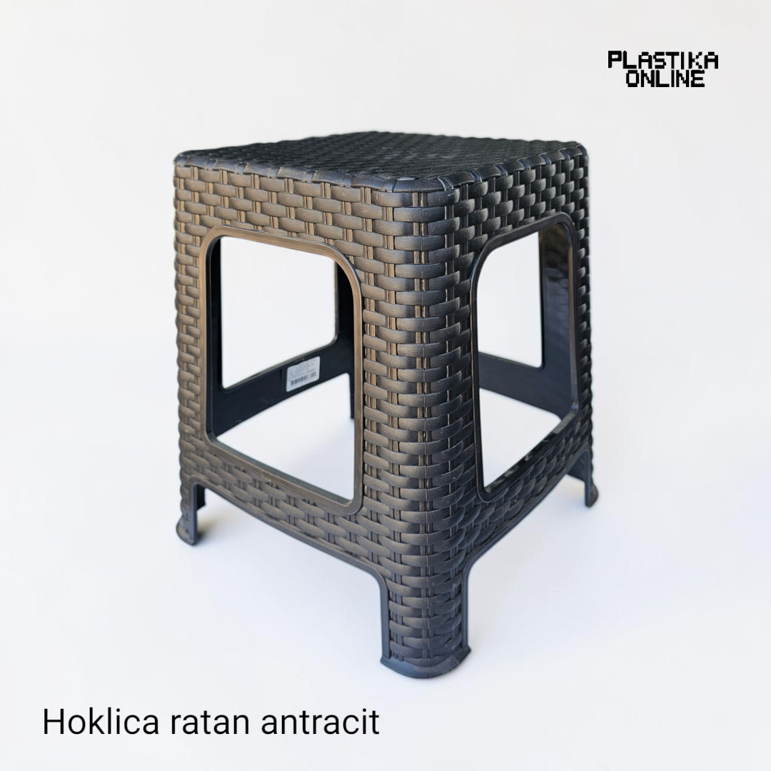 plastična hoklica ratan antracit h33cm