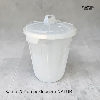plastična kanta sa poklopcem 25L providna natur