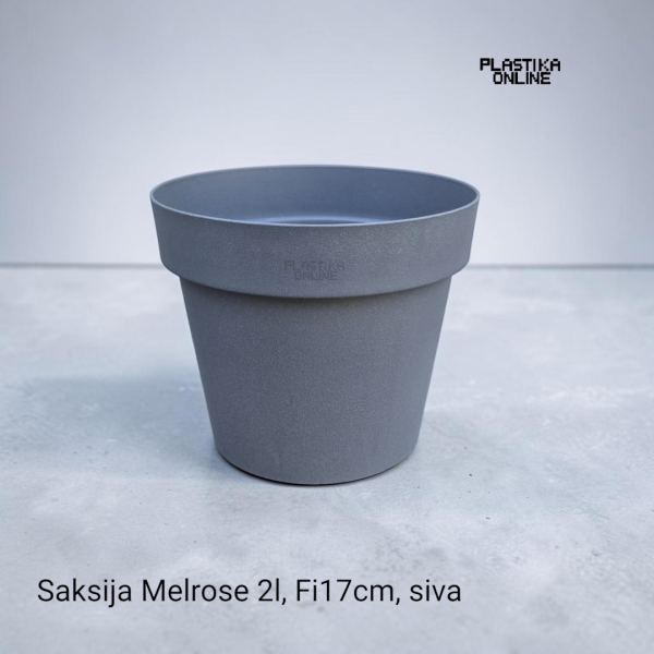 plasticna saksija melrose f17cm siva zapremina 2L