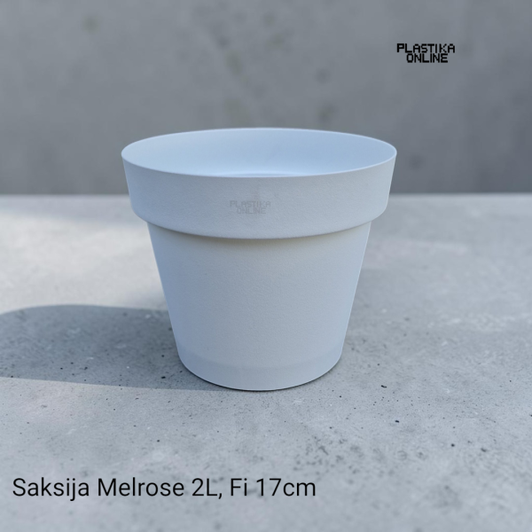 plasticna saksija melrose f17cm zapremina 2L bela