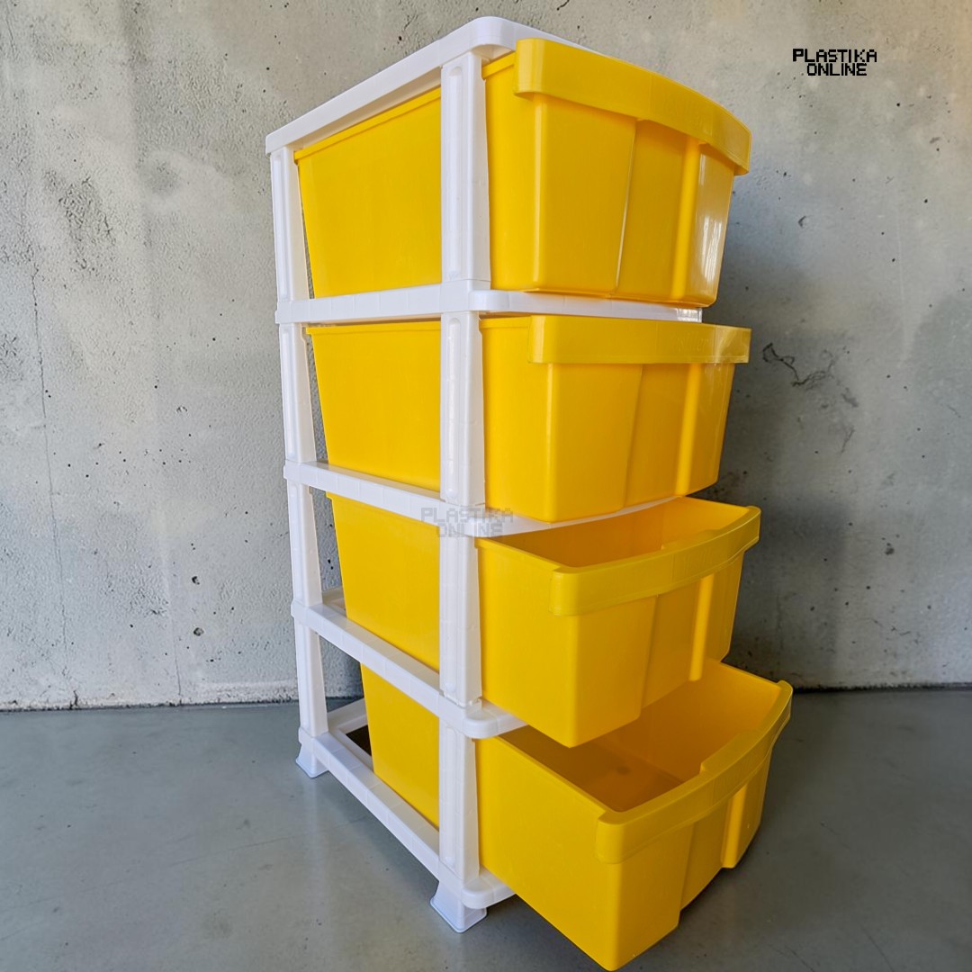 plastični fiokar sa 4 fioke visine 100cm žute boje super raf