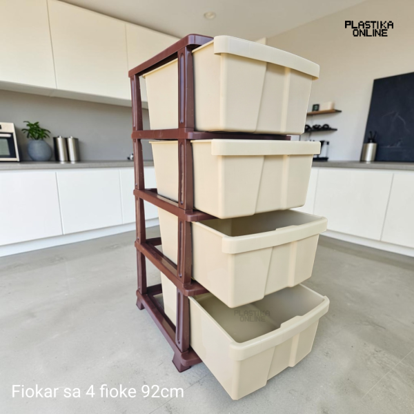 plasticni fiokar sa 4 fioke 92cm visine KOV bež