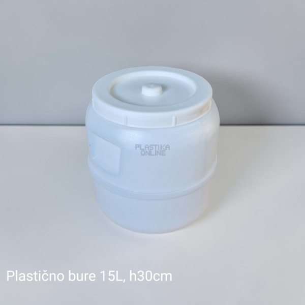 Plastično bure sa poklopcem bez ručki 15L zapremine bele boje