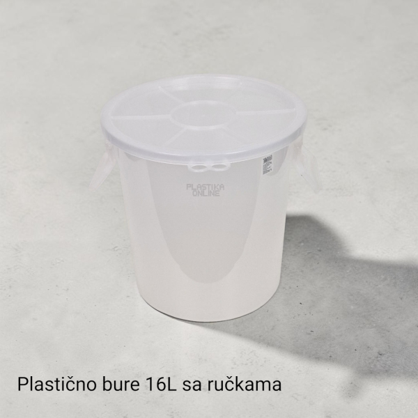 Plastično bure 16l sa poklopcem i ručkama providno