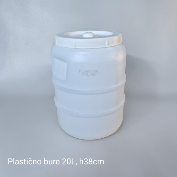 Plastično bure sa poklopcem bez ručki 20L zapremine bele boje