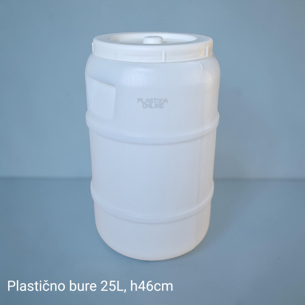 Plastično bure sa poklopcem bez ručki 25L zapremine bele boje