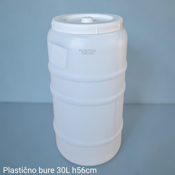 Plastično bure sa poklopcem bez ručki 30L zapremine bele boje