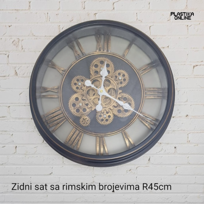 Zidni sat sa rimskim brojevima sa zadnjom providnom stranom i dodatnim mehanizmom