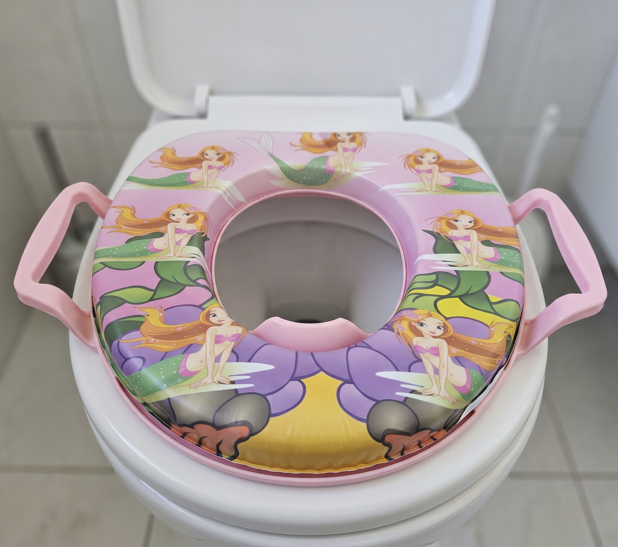 Dečiji adapter za wc šolju sa ručkama i sunđerom Sirena