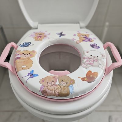 Dečiji adapter za wc šolju sa ručkama i sunđerom Medvedići