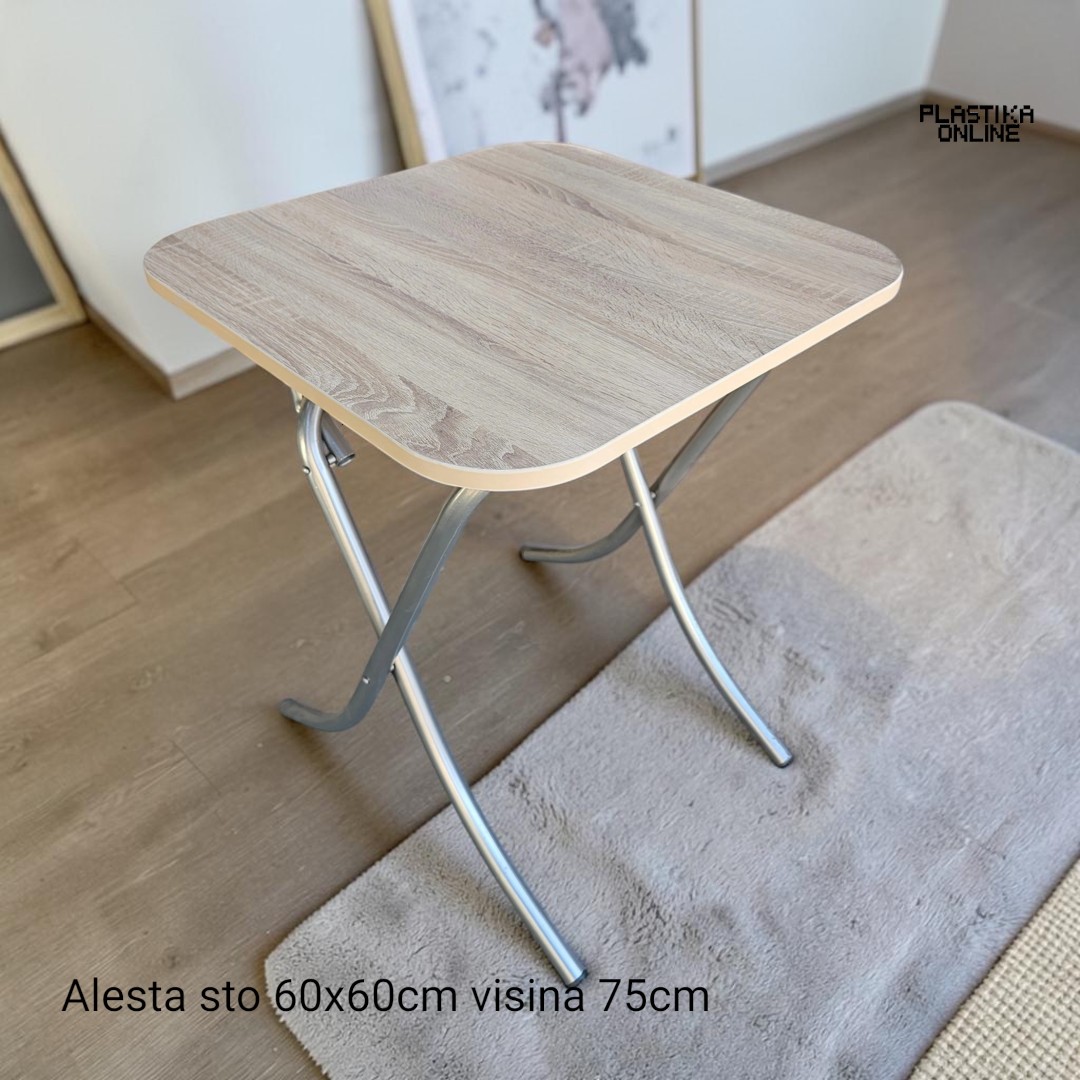 Sklopivi drveni sto sa metalnim nogama 60x60cm ALESTA - Slika 3