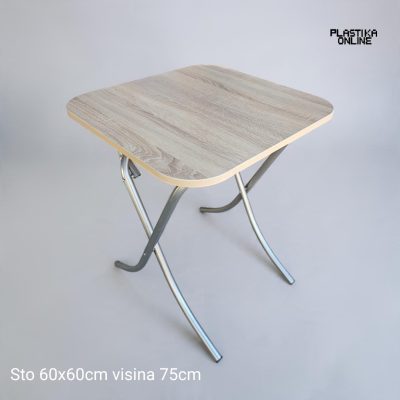 Sklopivi drveni sto sa metalnim nogama 60x60cm ALESTA