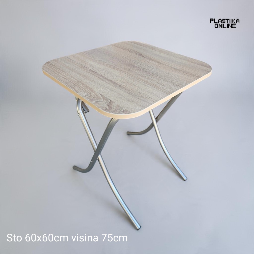 Sklopivi drveni sto sa metalnim nogama 60x60cm ALESTA