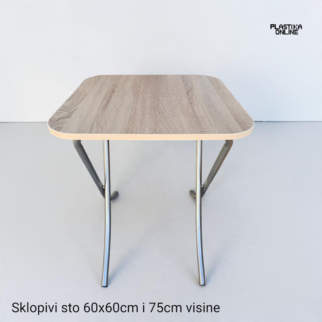 Sklopivi drveni sto sa metalnim nogama 60x60cm ALESTA - Slika 2