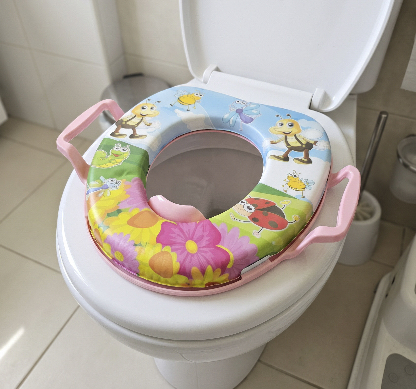 Dečiji adapter za wc šolju sa ručkama i sunđerom Bubamara