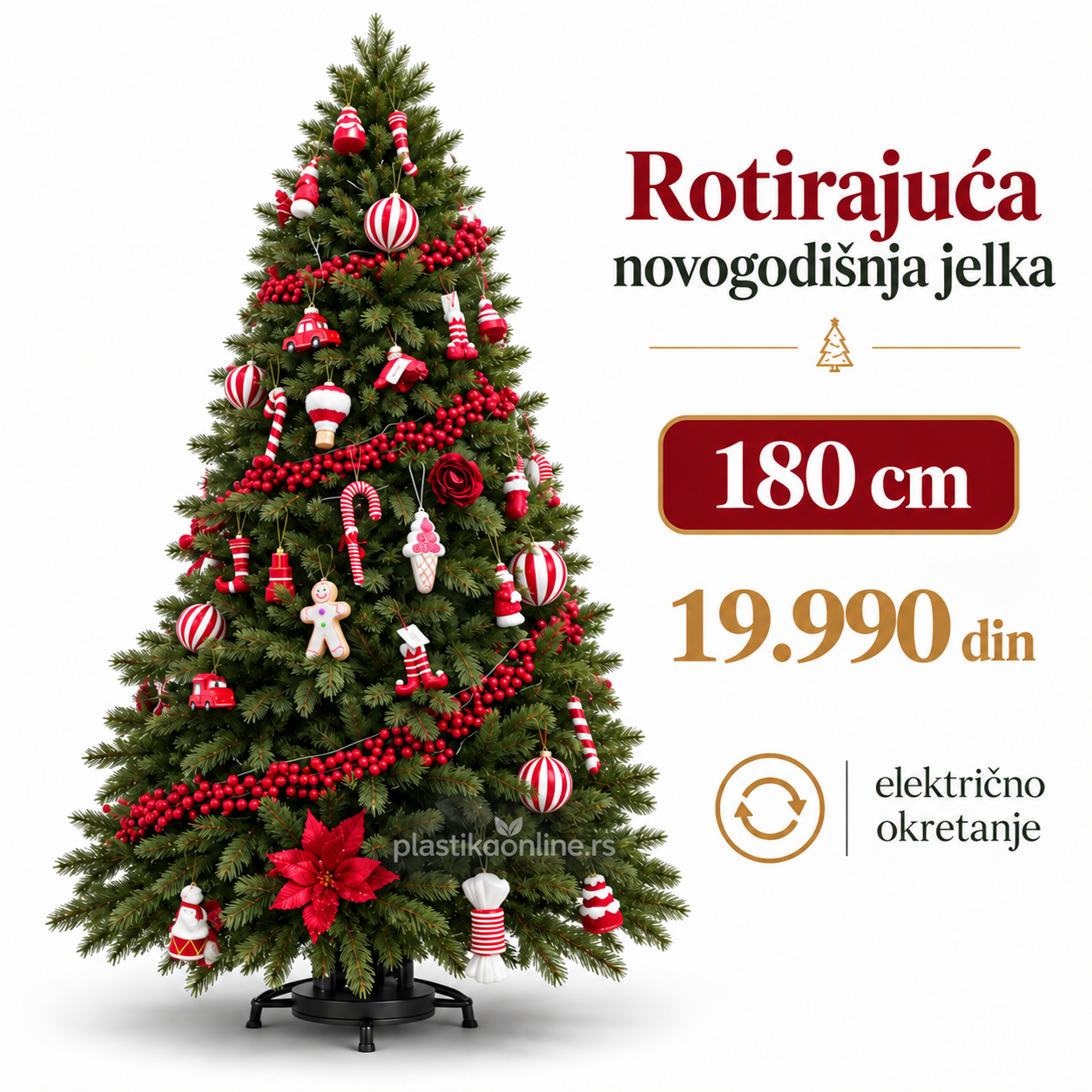 Rotirajuća novogodišnja jelka 180 cm